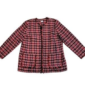 Chico's Blazer Women's Long Sleeve Lined XL Winter Holiday Red Black Career